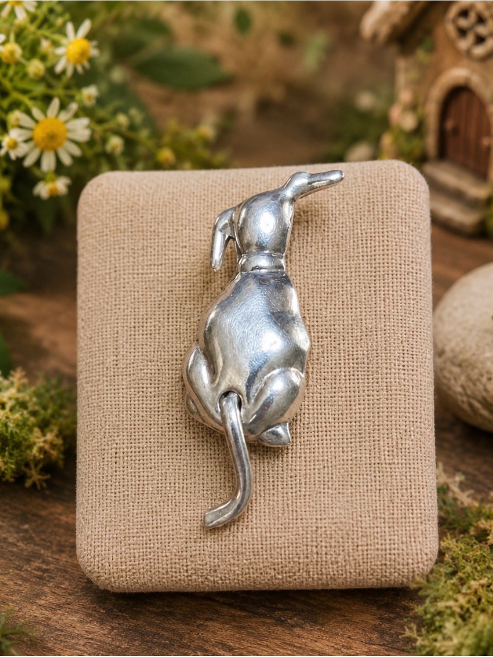 🤩Brooch Mexico Sterling Silver Signed Dog Puppy Animal Lover Articulating Tail